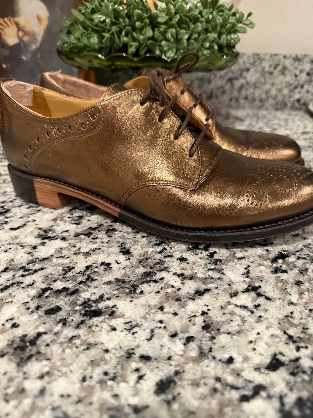 The Office of Angela Scott Ms Presley Bronze Metallic Leather Derby Oxfords40 10